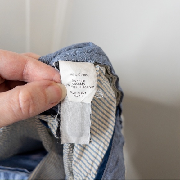 J Crew Club Mens Blue White Stripe Seersucker Shorts Size 34 Nautical Preppy - Picture 12 of 14